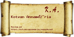 Kotvan Annamária névjegykártya